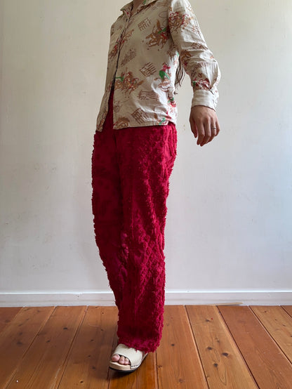 old chenille slim flare pants / ruby