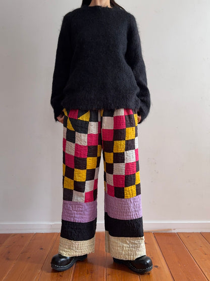 old quilt tuck wide pants