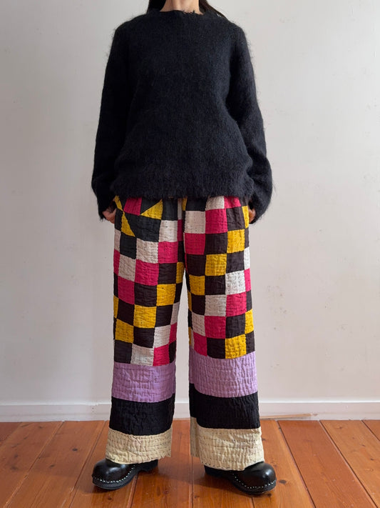 old quilt tuck wide pants