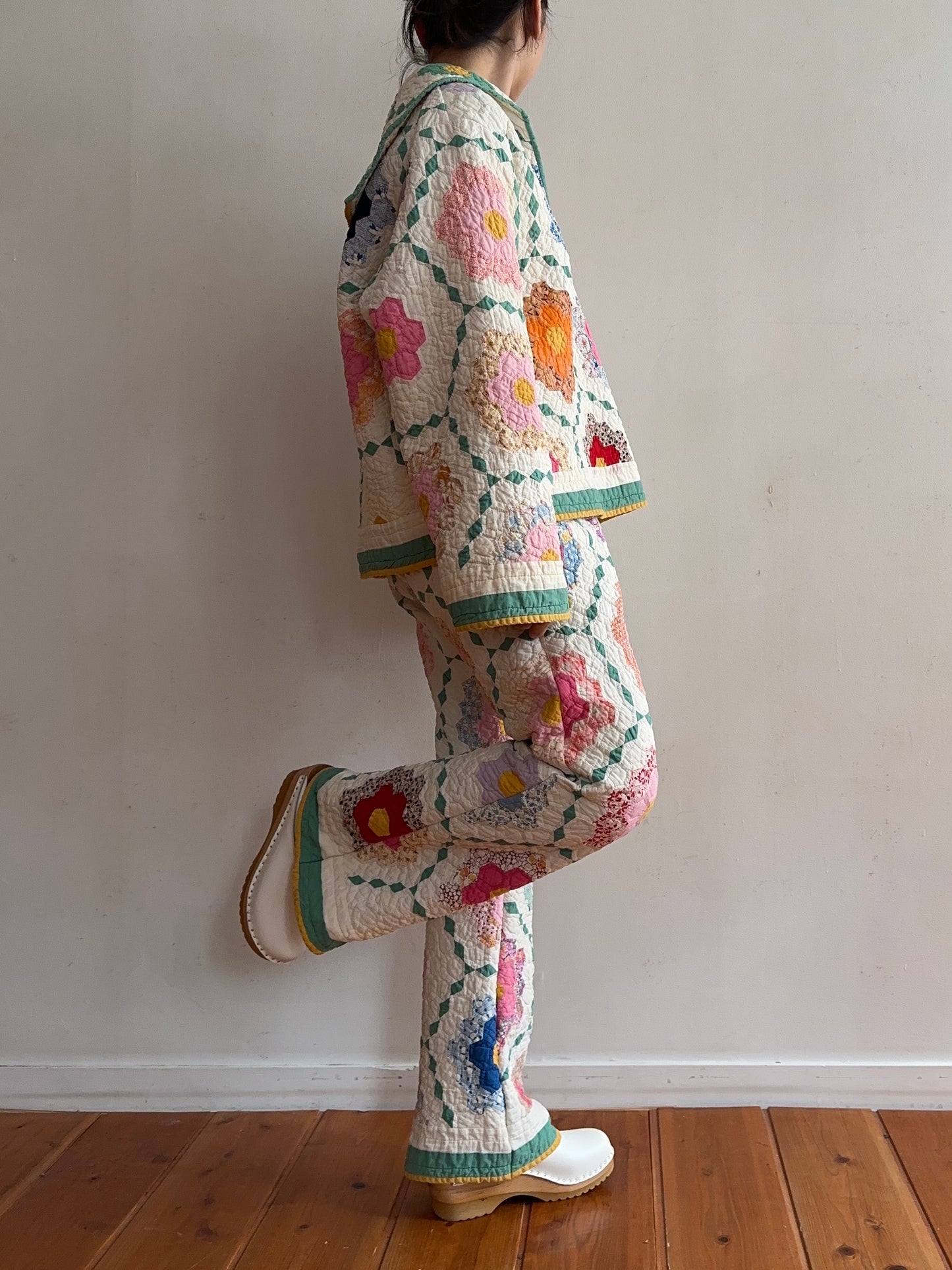 old quilt slim flare pants