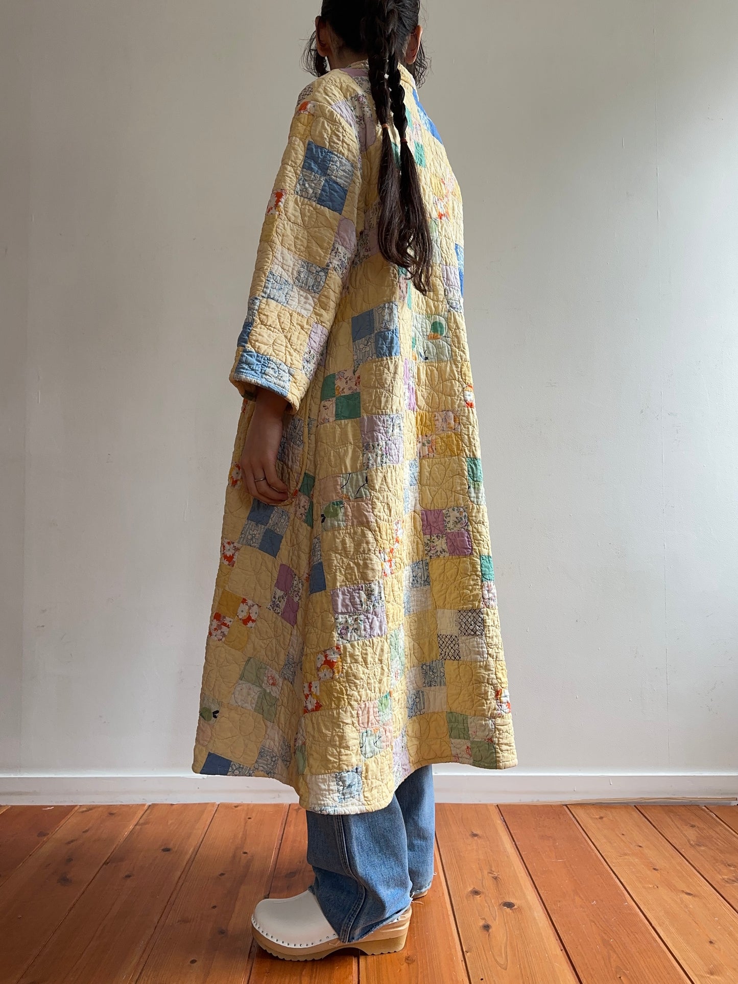 old quilt dress coat