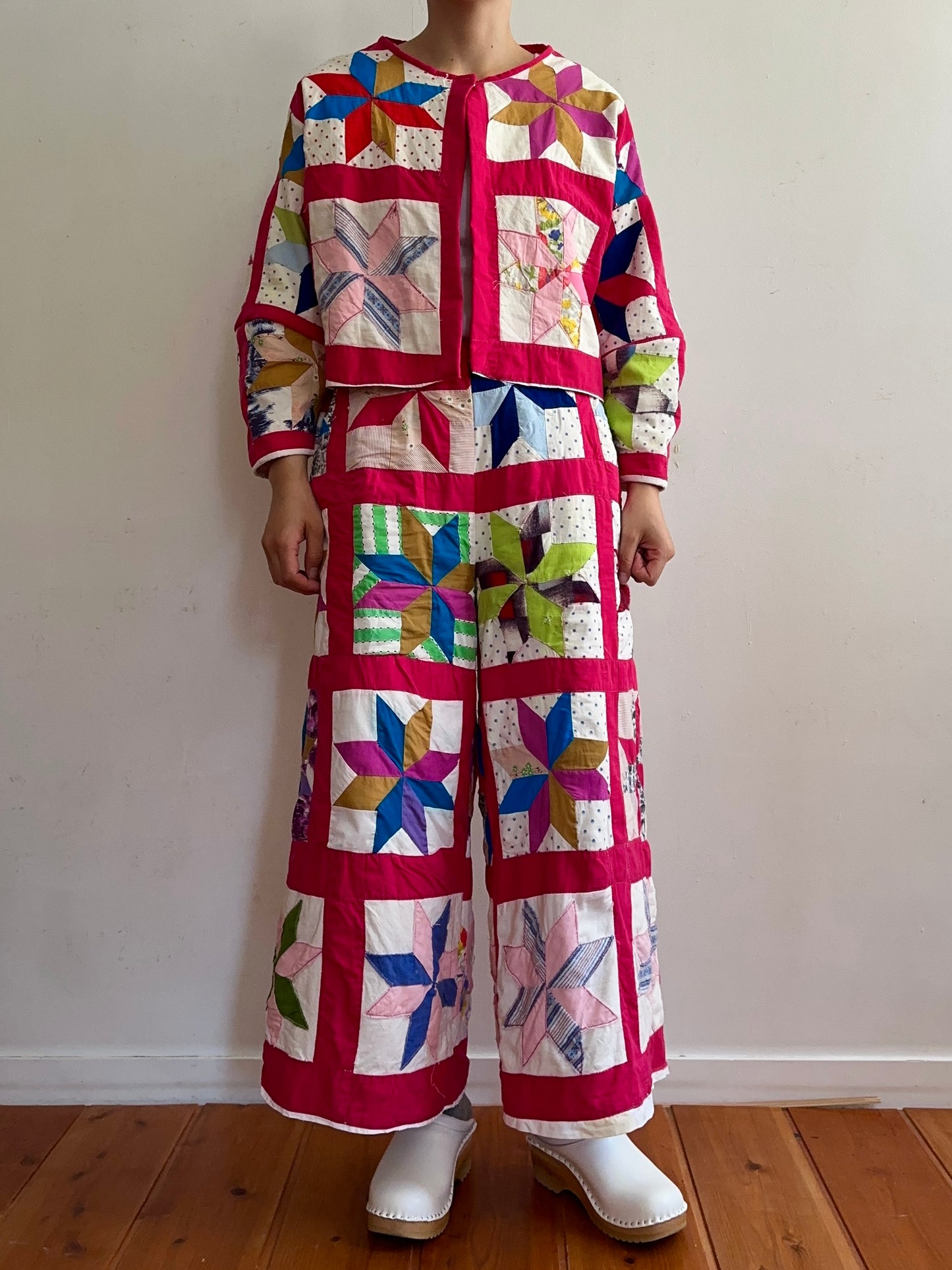 old quilt lantern sleeves short jacket