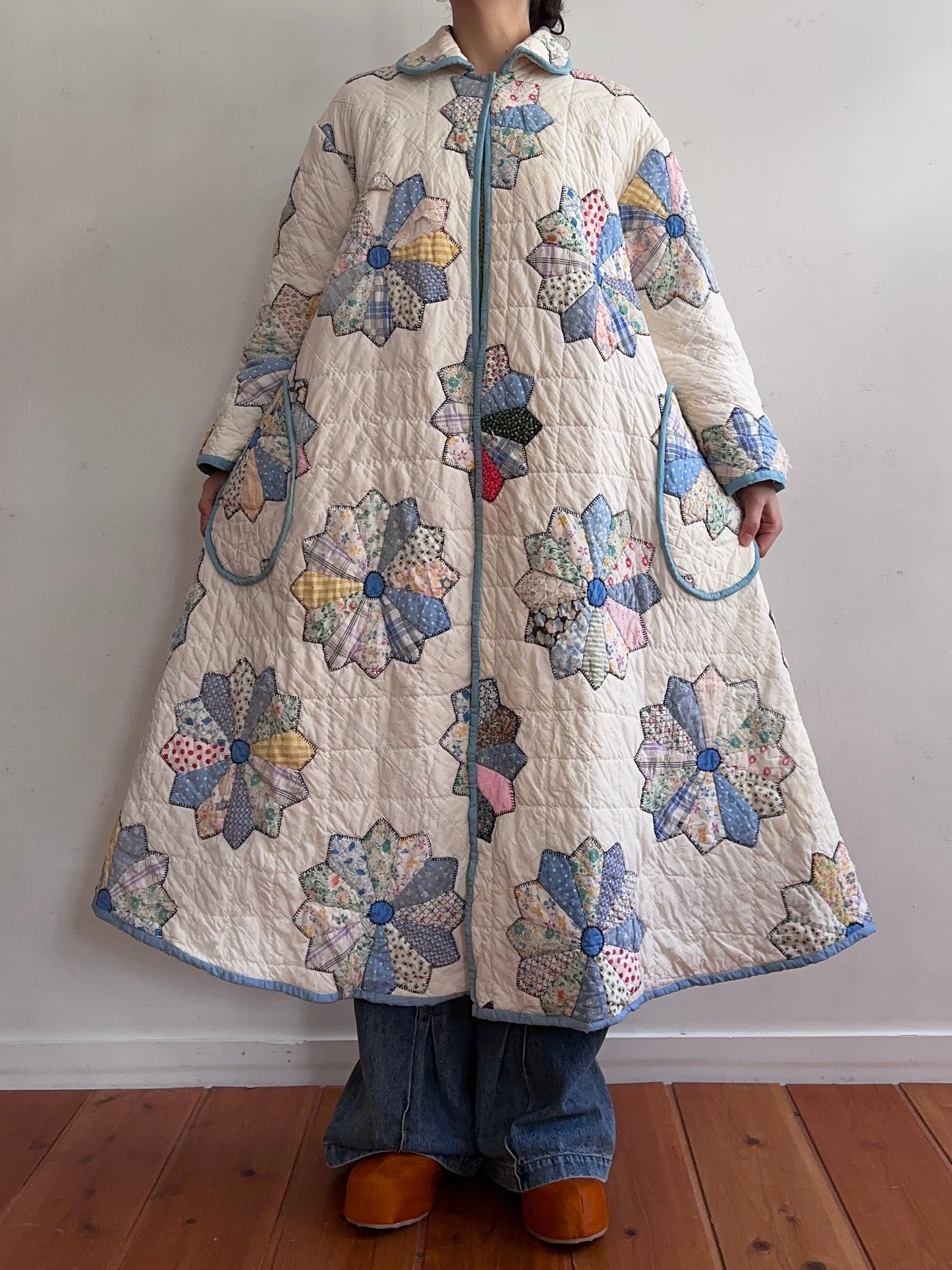 old quilt dress coat