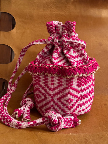 old coverlet pocket bag