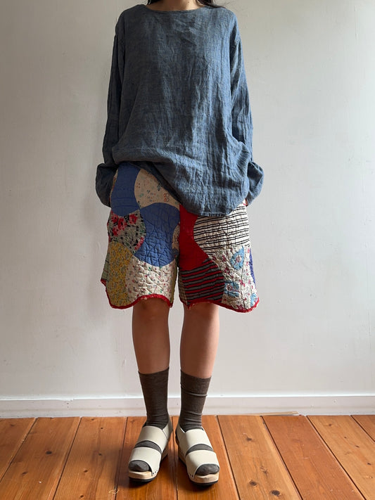 antique quilt short pants
