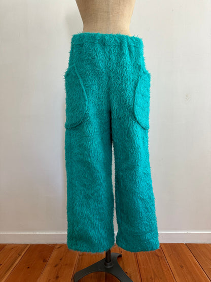 old fur pants / turquoise