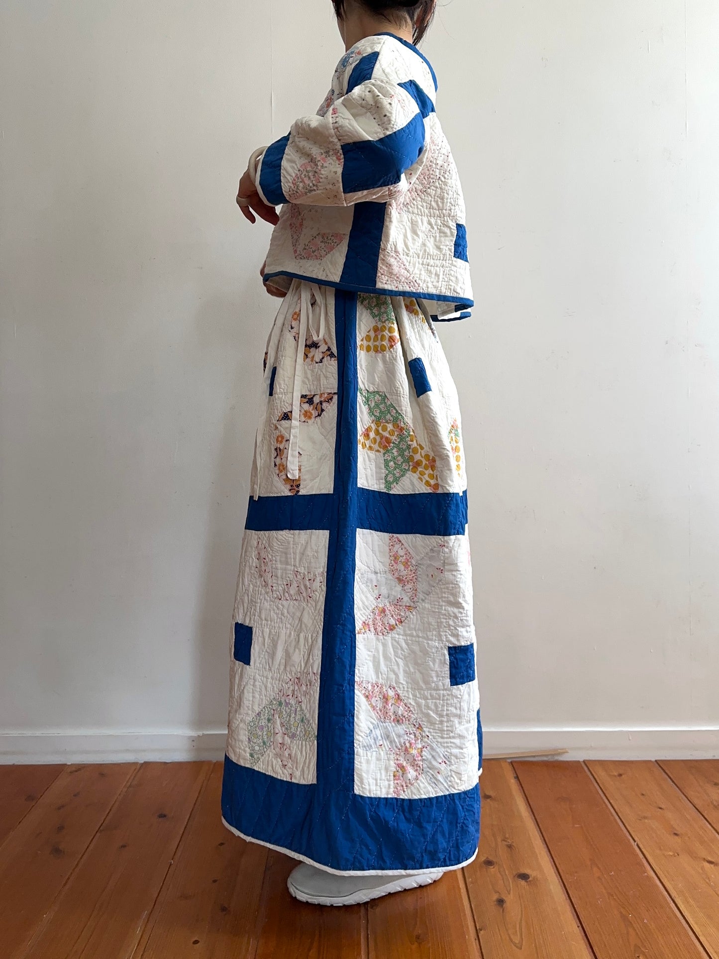 old quilt gather skirt