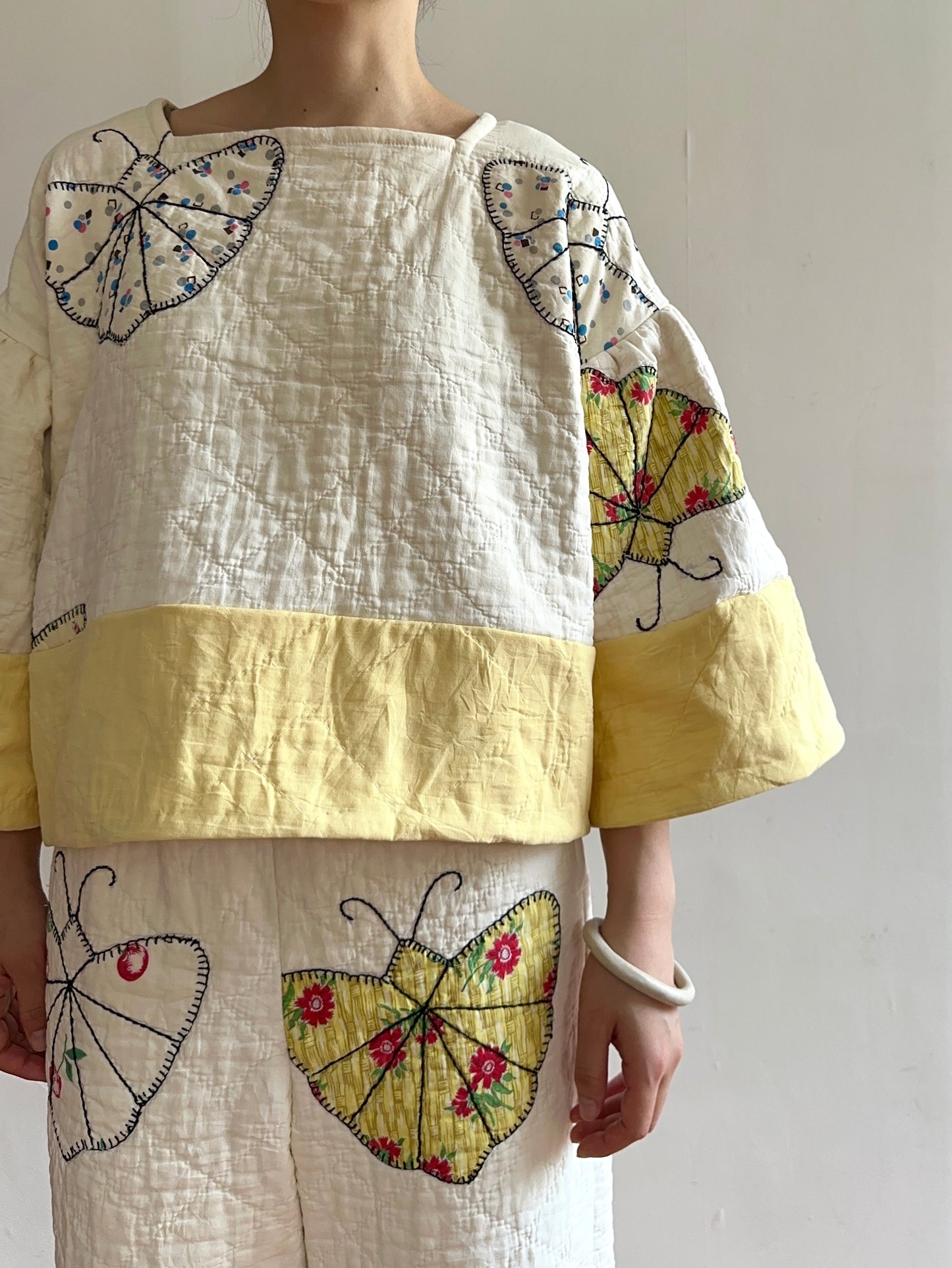 old quilt butterfly puff tops