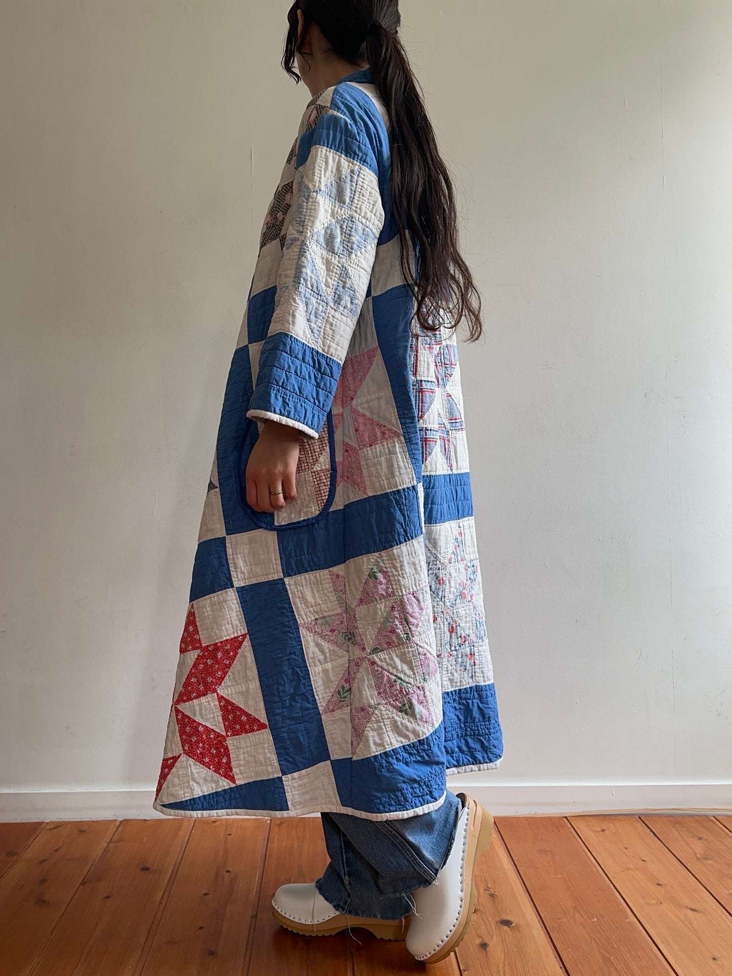 old quilt dress coat