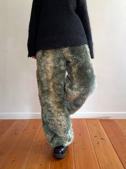 old fur pants / silver×grayish brown
