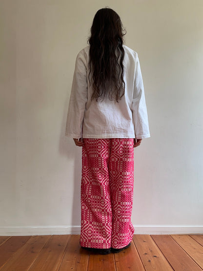 old coverlet tuck wide pants / pink × white