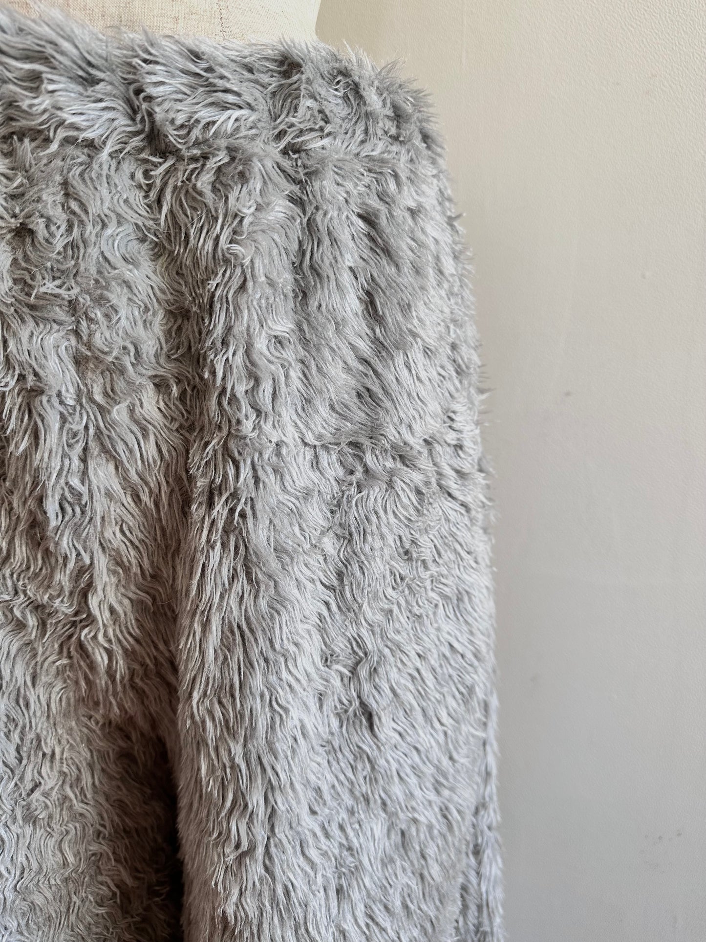 old fur wide pants / silver