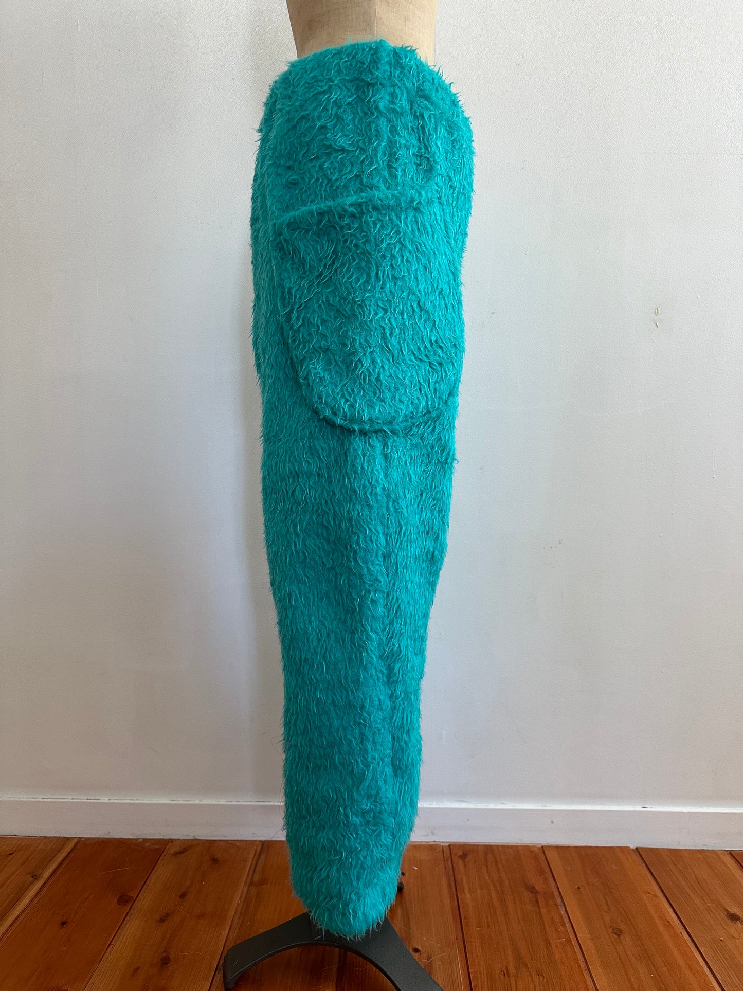 old fur pants / turquoise