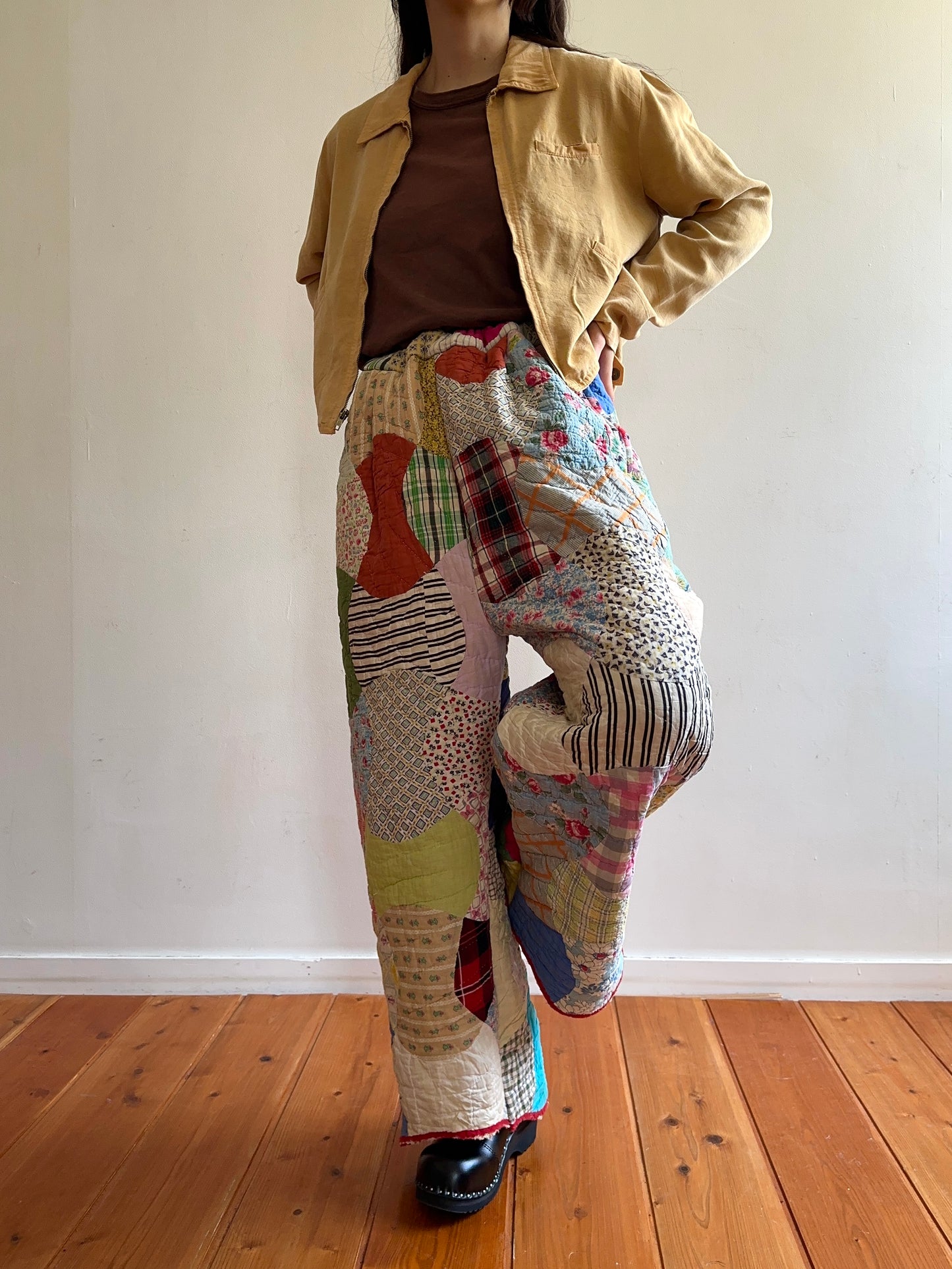 old quilt tuck wide pants