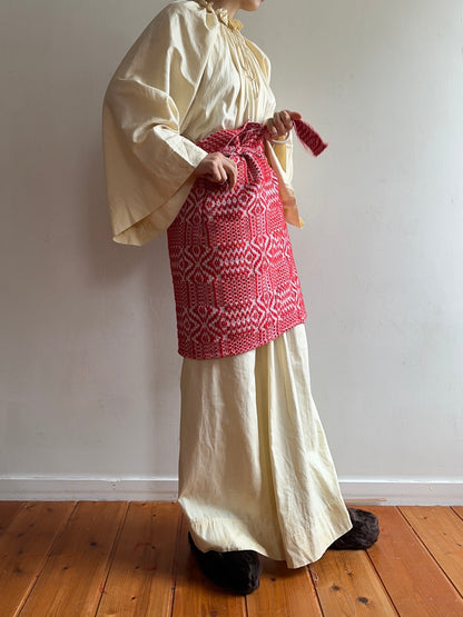 old coverlet wrap short skirt / red