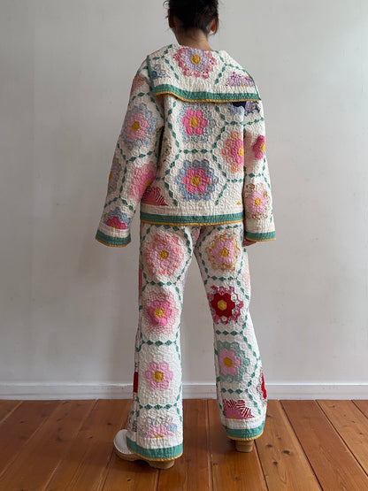old quilt slim flare pants