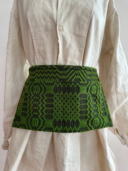 old coverlet work apron / green