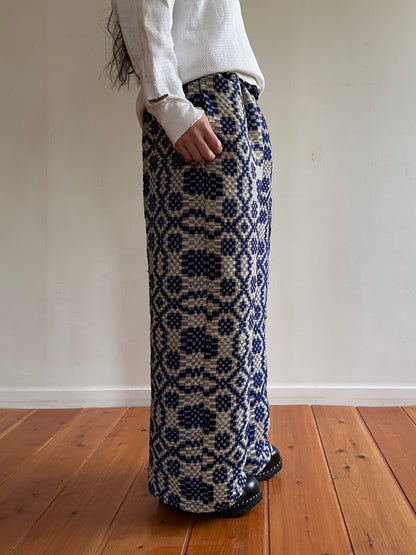 old coverlet wide tuck pants / navy× white