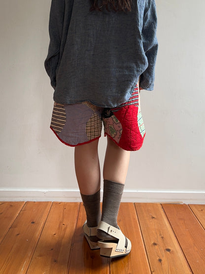 antique quilt short pants
