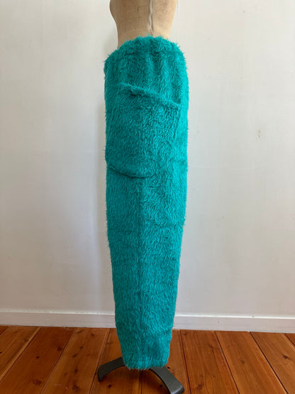 old fur pants / turquoise