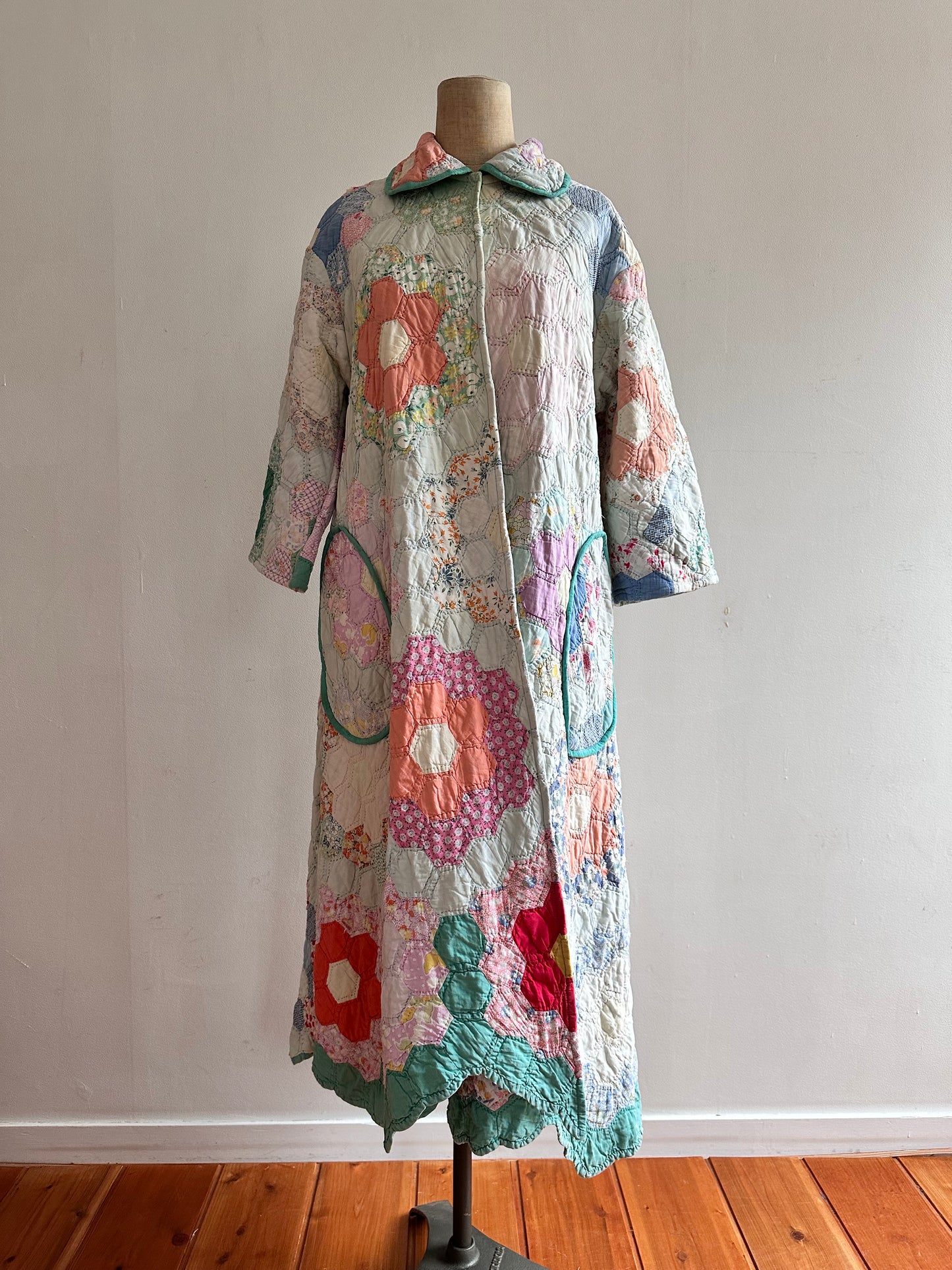 old quilt dress coat