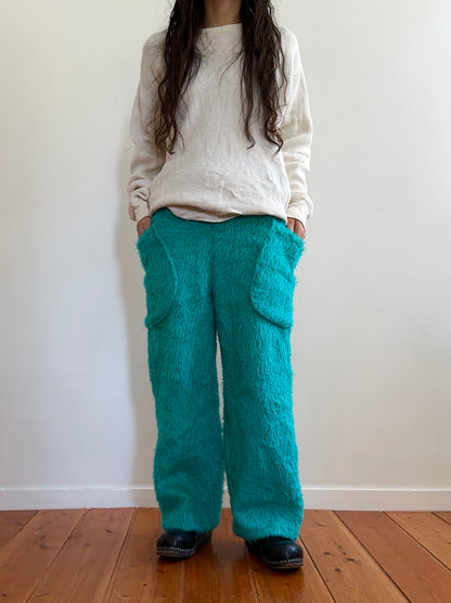 old fur pants / turquoise
