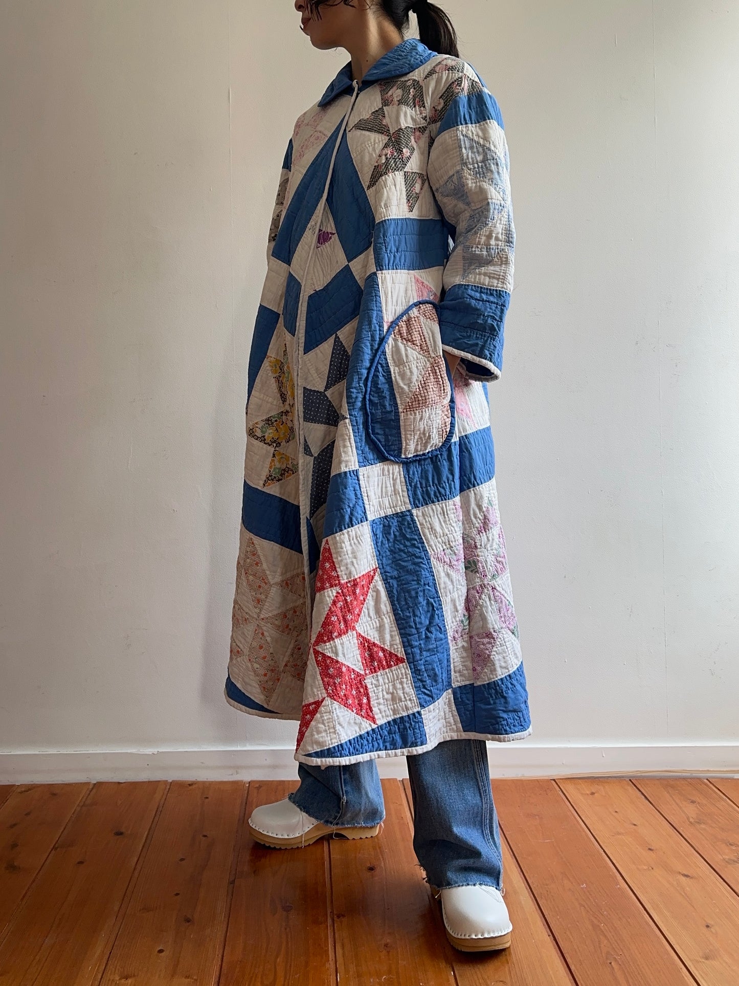 old quilt dress coat