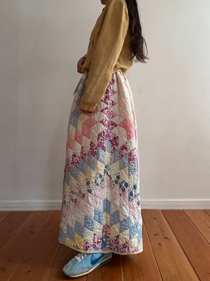 old quilt gather skirt