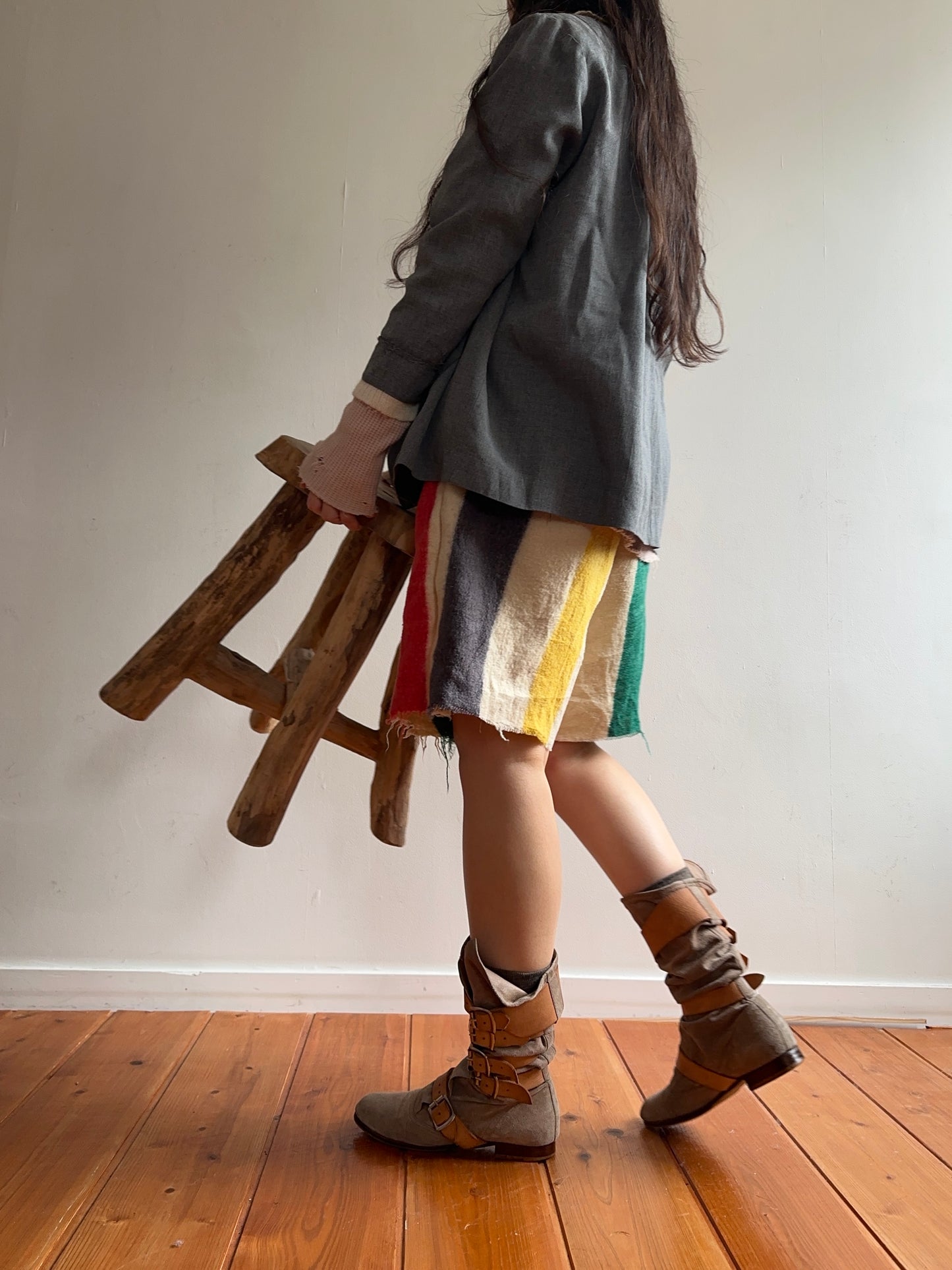 old blank short pants / stripe