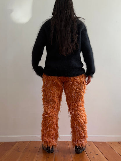 old fur slim pants /orange