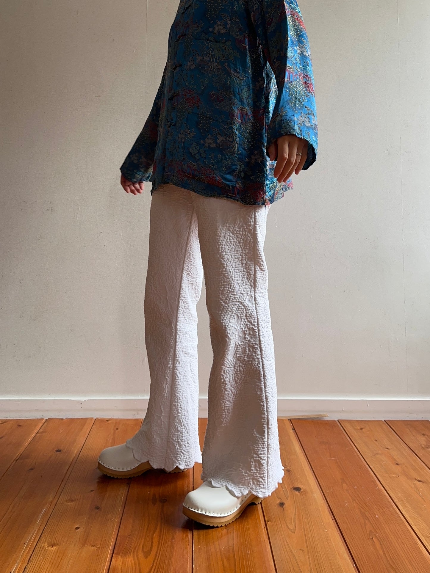 old fabric slim flare pants