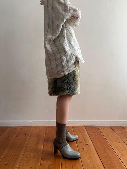 old fur short pants / fog blue