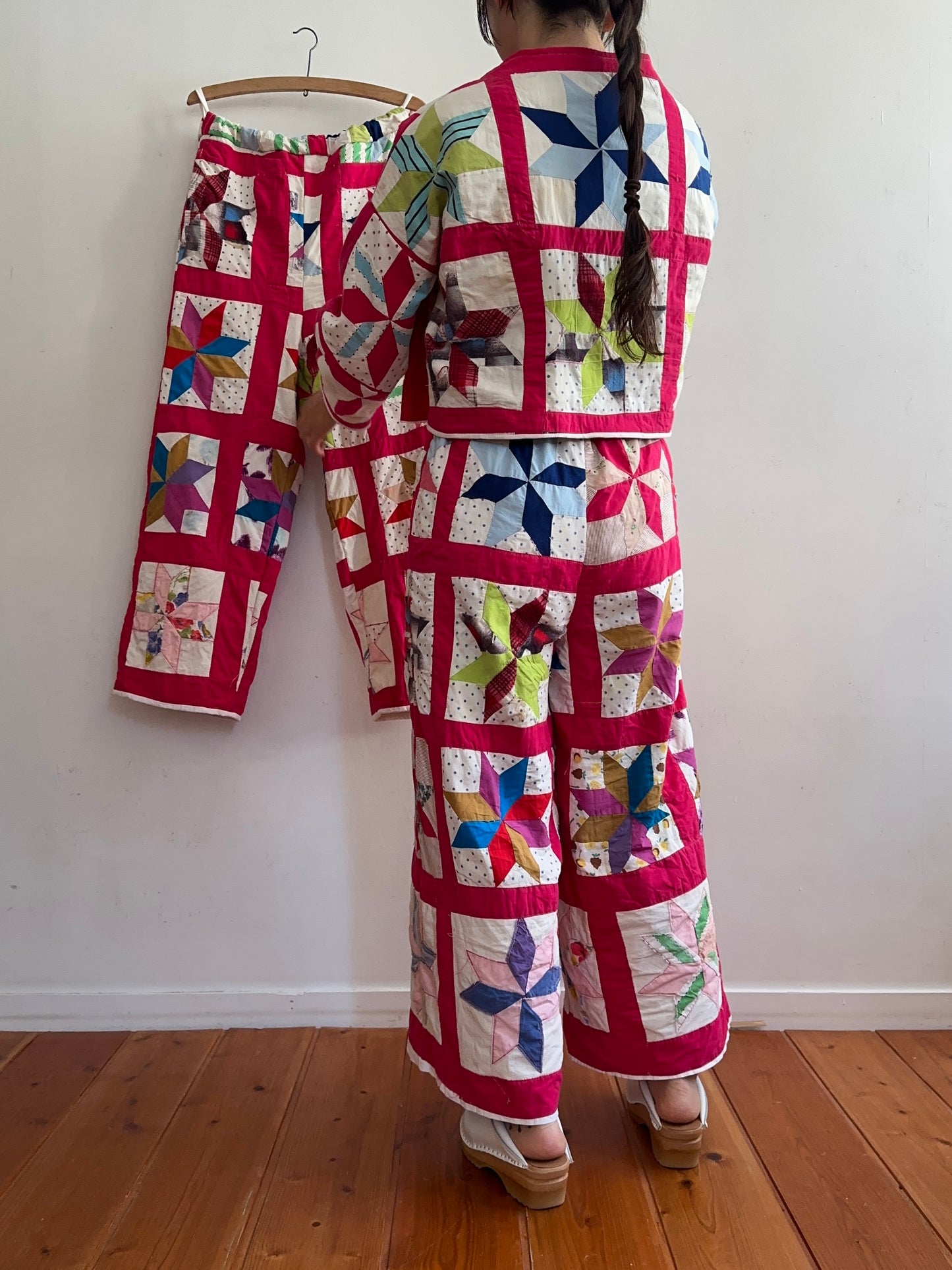 old quilt lantern sleeves short jacket