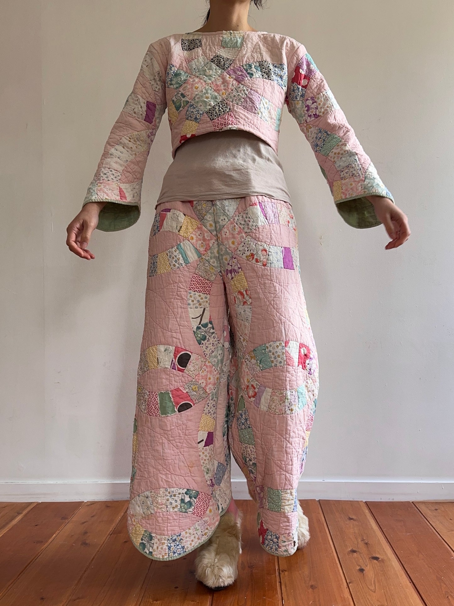 old quilt wide pants