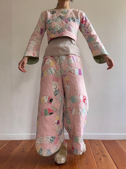 old quilt wide pants