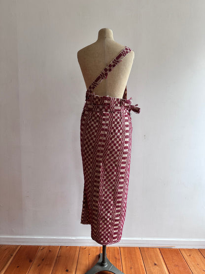 old coverlet wrap long skirt / bordeaux