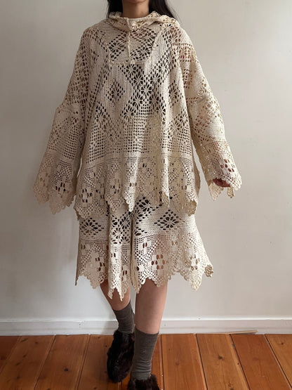 old crochet lace parka