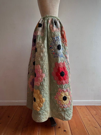 old quilt gather skirt
