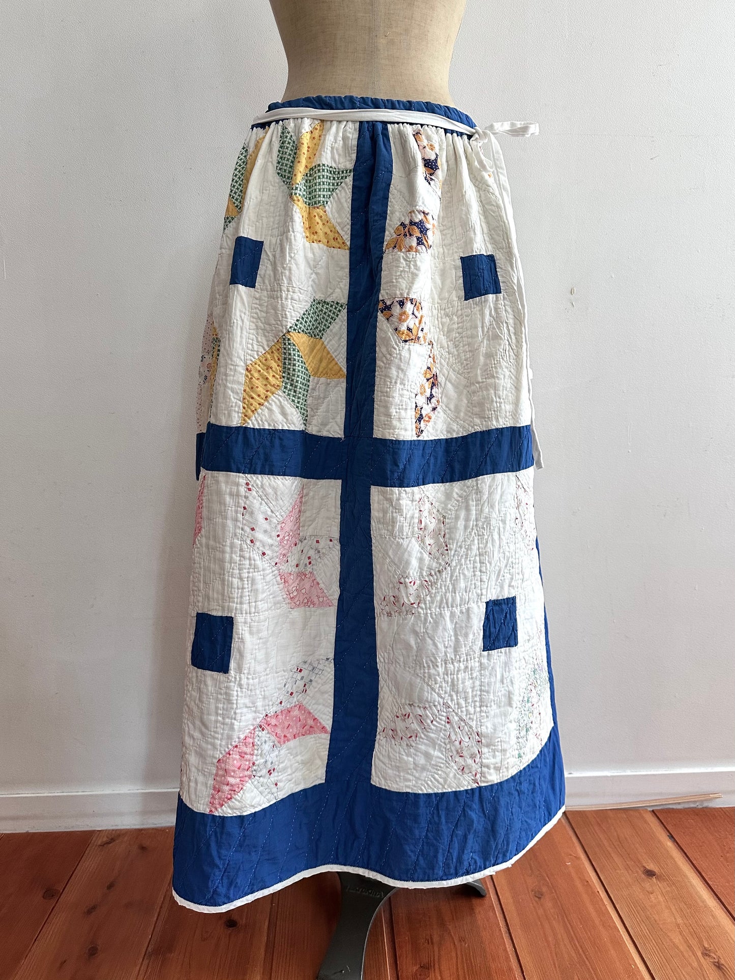 old quilt gather skirt