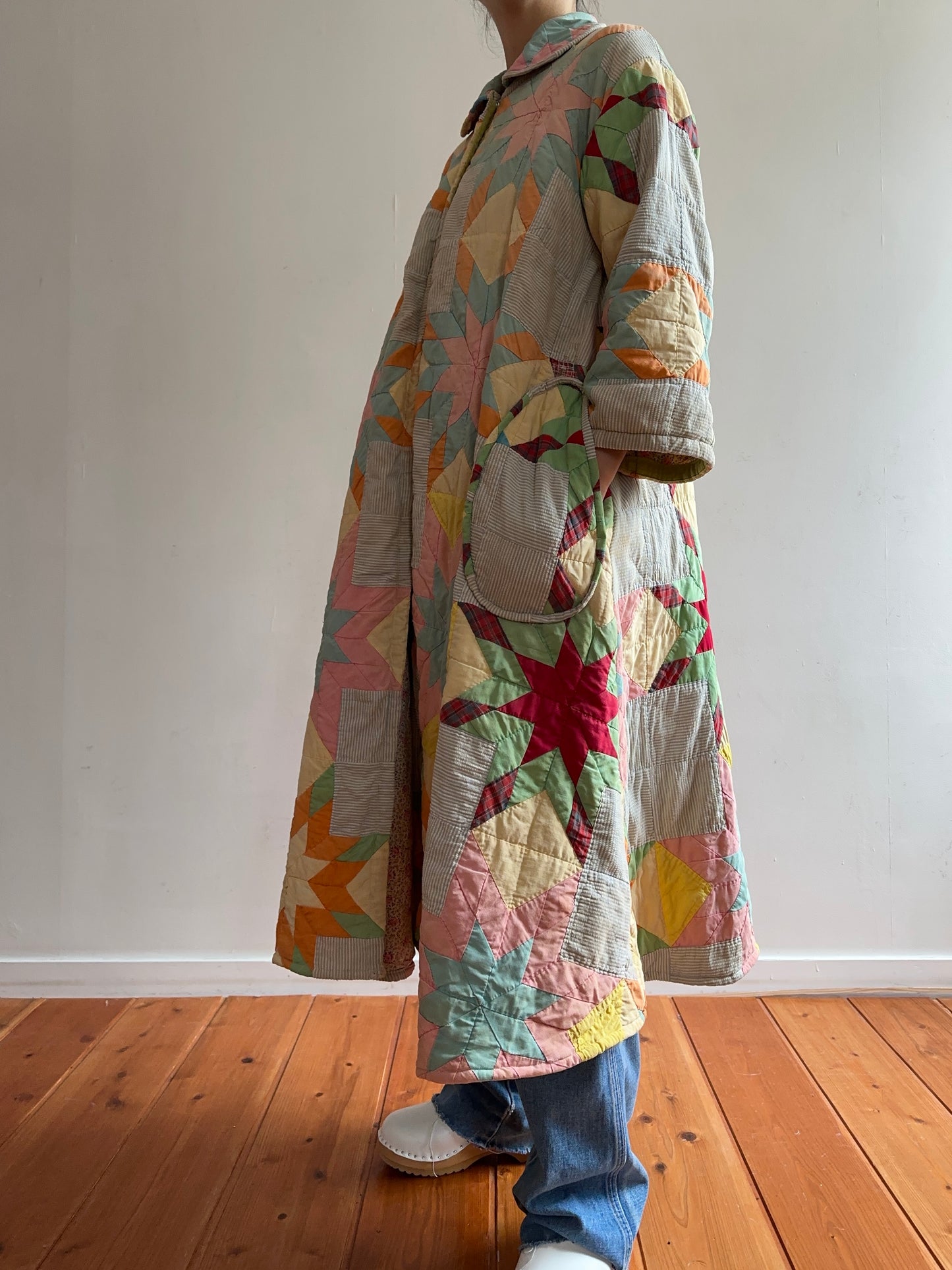 old quilt dress coat