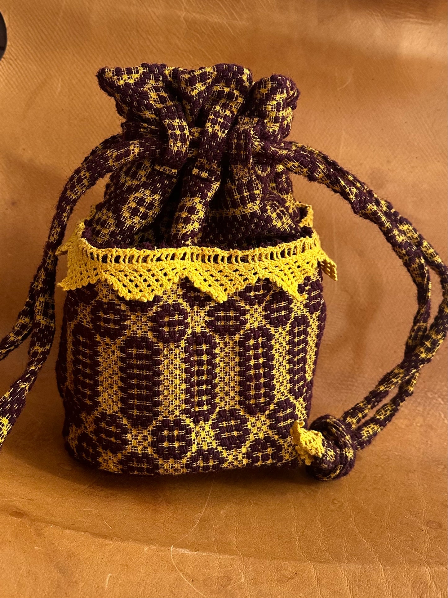 old coverlet pocket bag