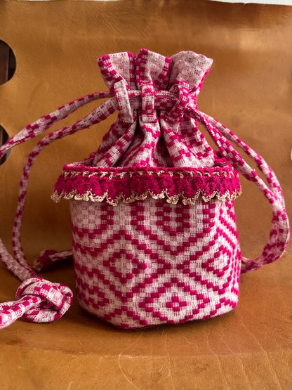 old coverlet pocket bag