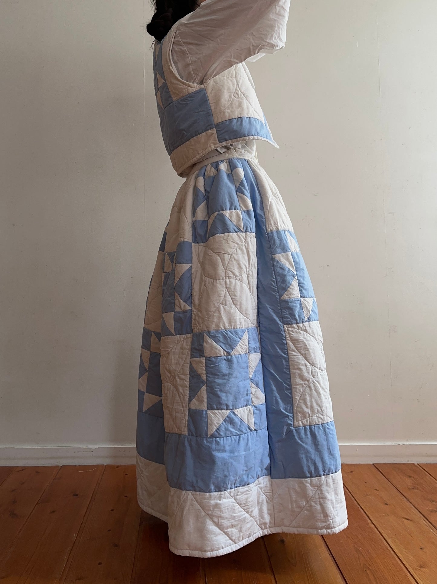 old quilt gather skirt