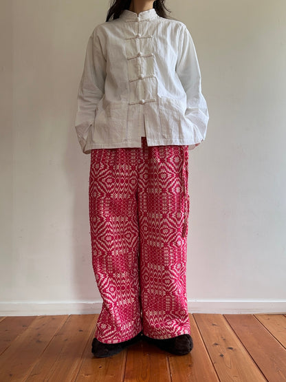 old coverlet tuck wide pants / pink × white