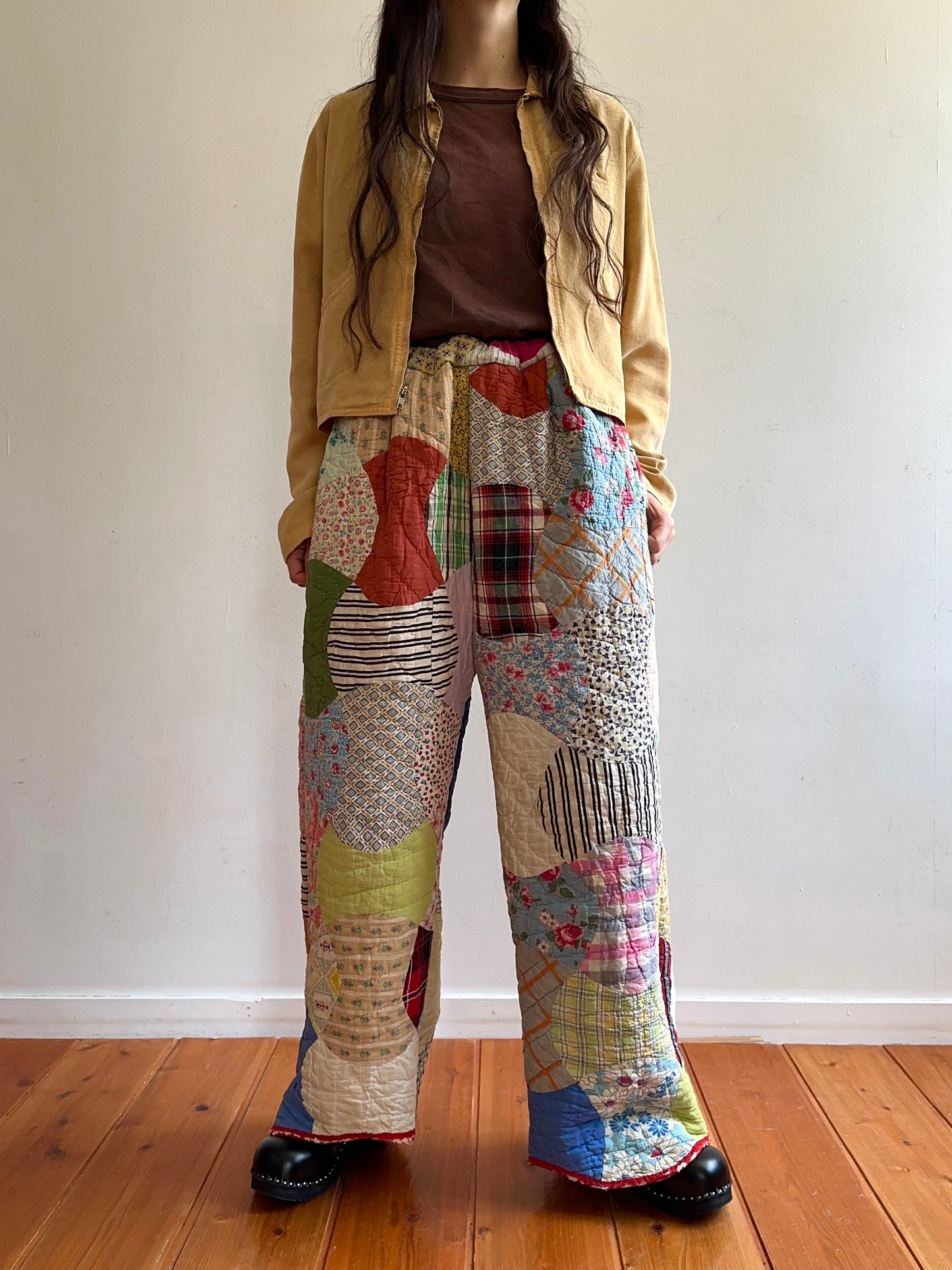old quilt tuck wide pants