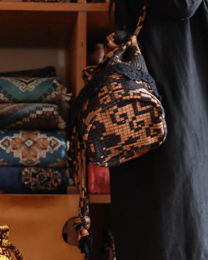 old coverlet pocket bag