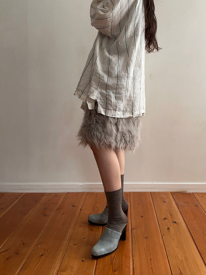 old fur short pants / silver