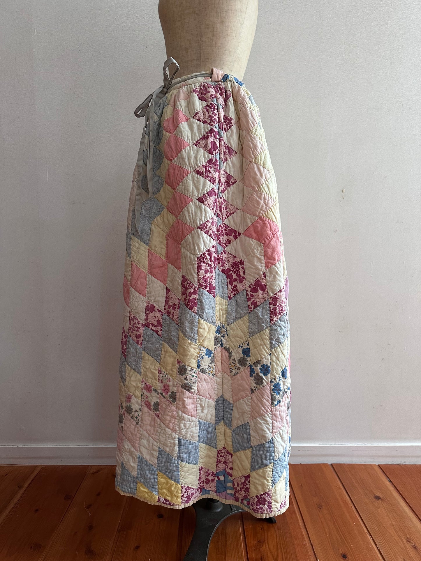 old quilt gather skirt
