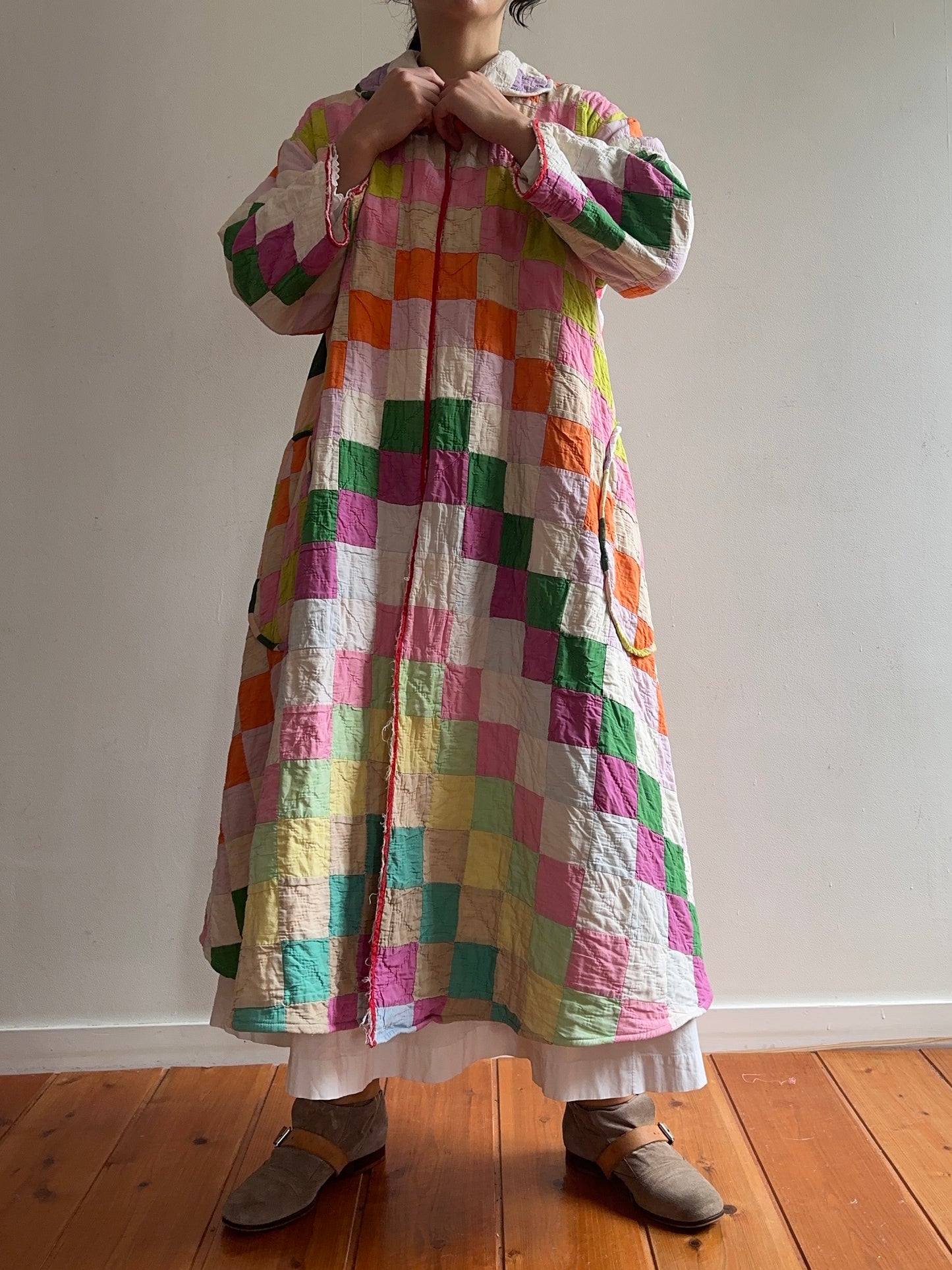 old quilt dress coat