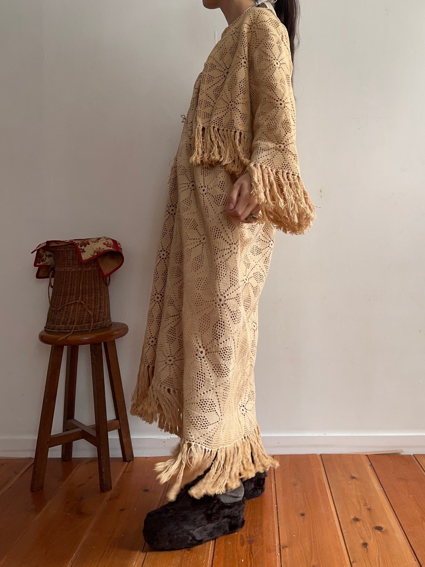 old lace gather skirt